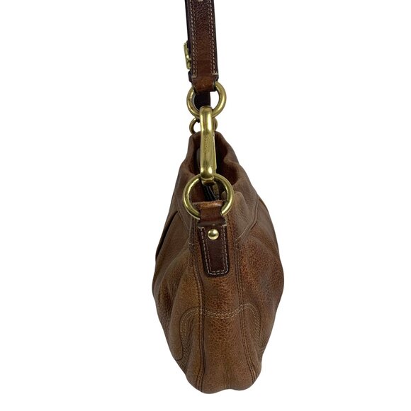 Coach 12917 Hamptons Brown Pleated Leather Hobo Shoulder Bag Zip Top Handbag - Picture 2 of 13